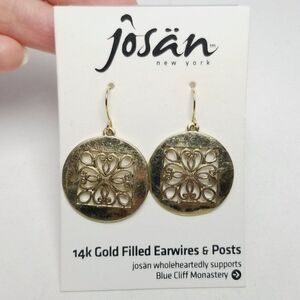 Vintage Josan 14k Gold Fill Earwires Dangle Lightweight Cut Out Design Earrings
